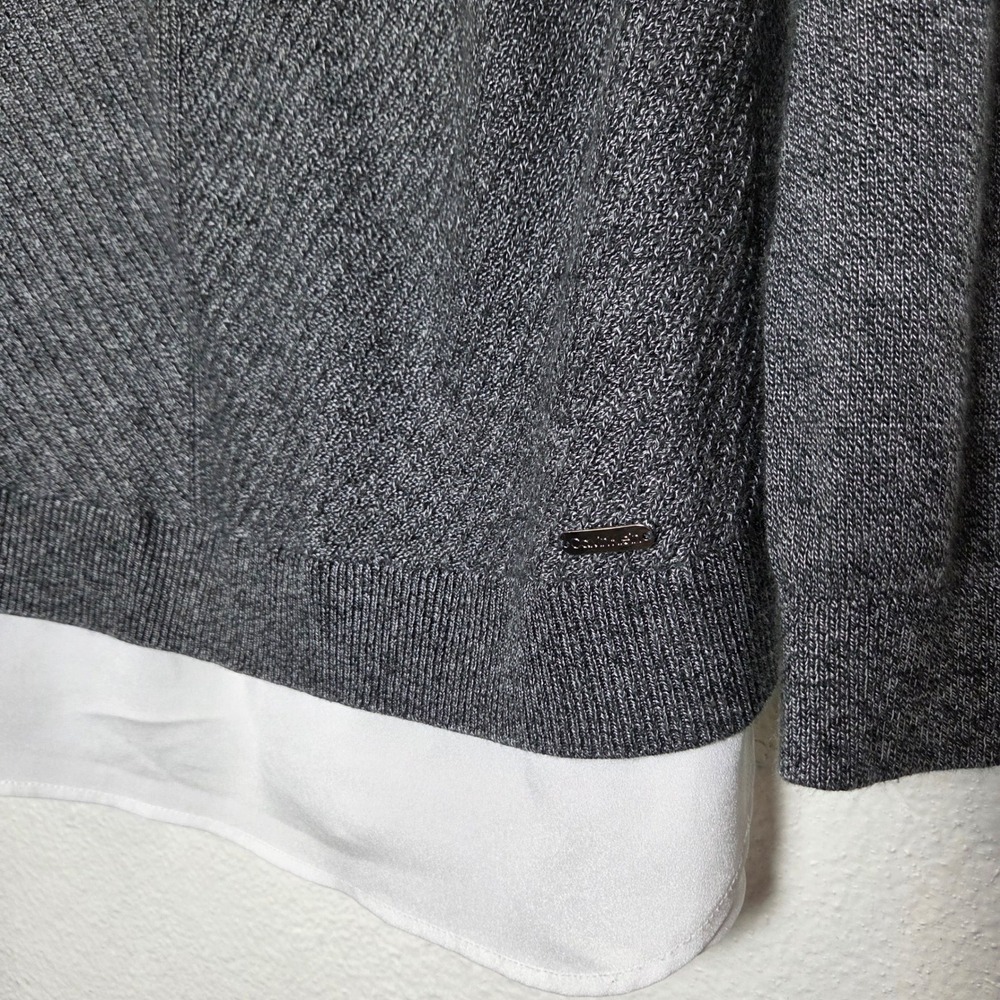 Calvin Klein gray textured sweater blouse office wear crew neck womens size M - Picture 6 of 11